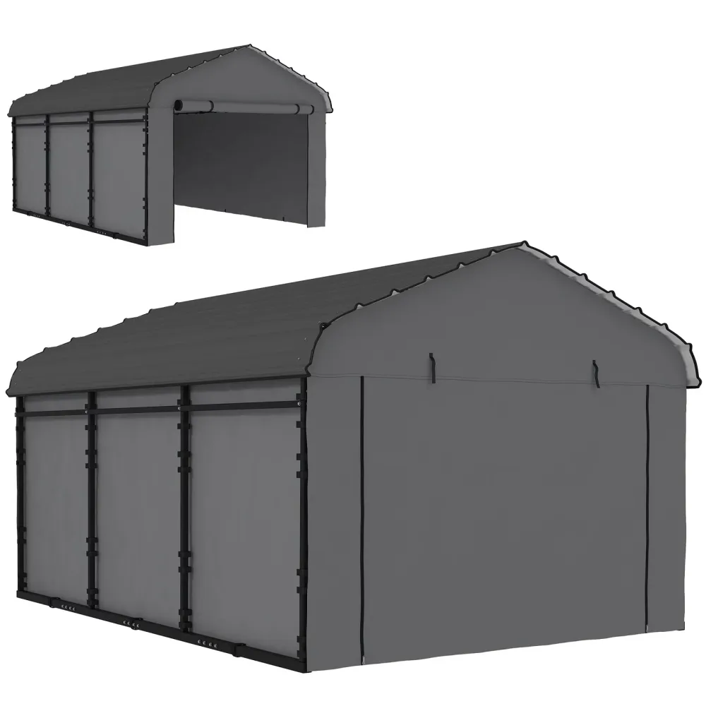 Metal Carport 10' 15' gray