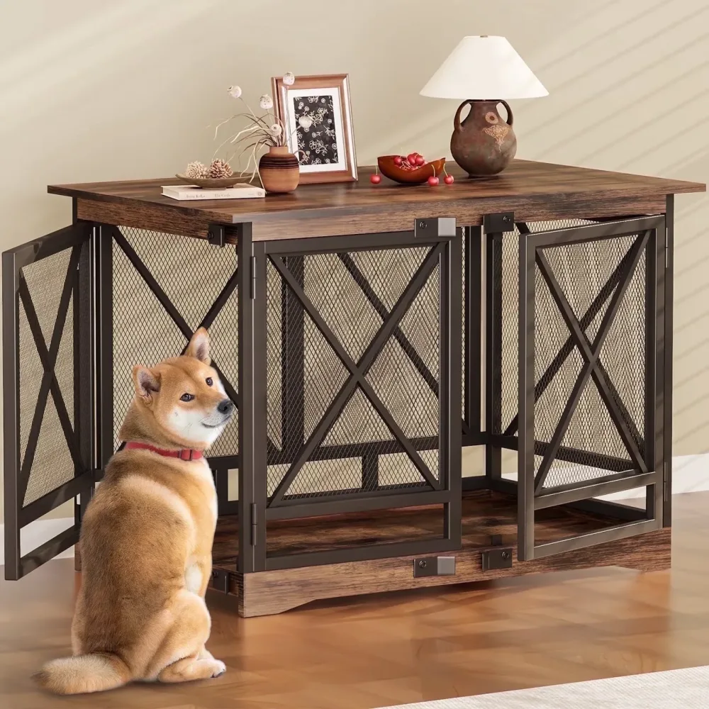 Dog Crate 48 inch white brown