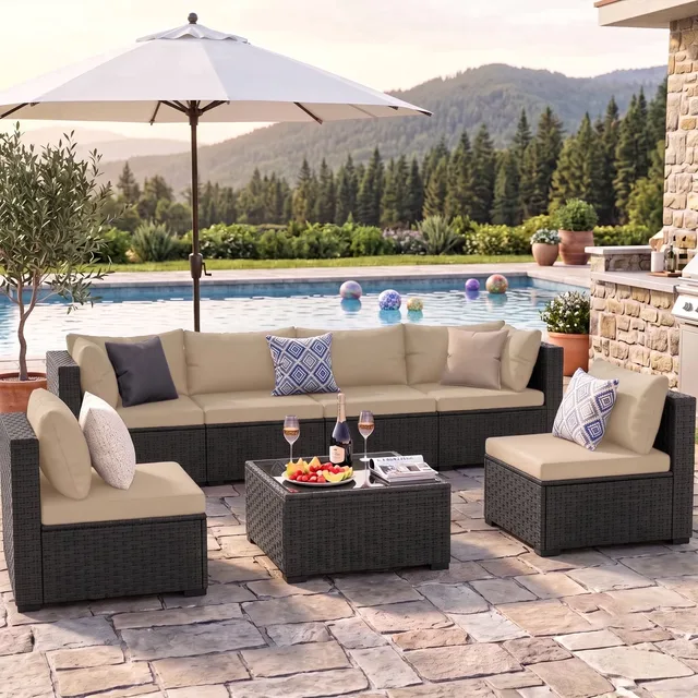 Patio Furniture blue black beige