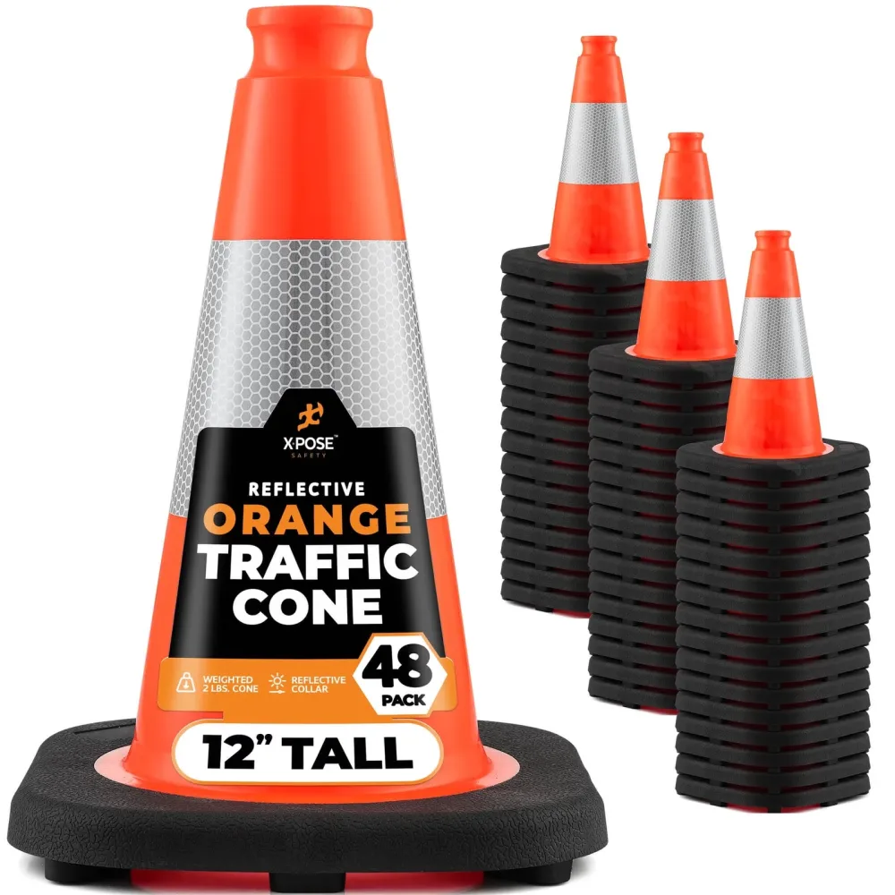 Safety Cone 12 inch 4" 48 pack