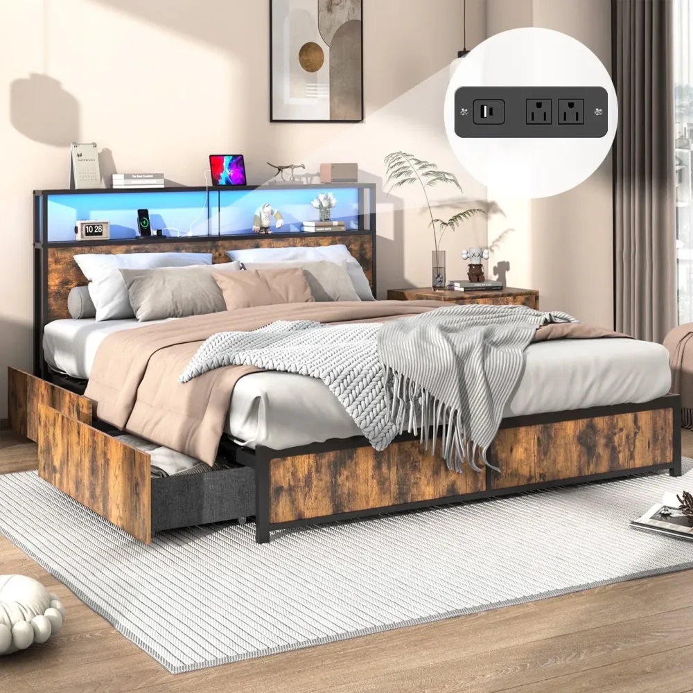 Bed Frame led brown 6.6ft