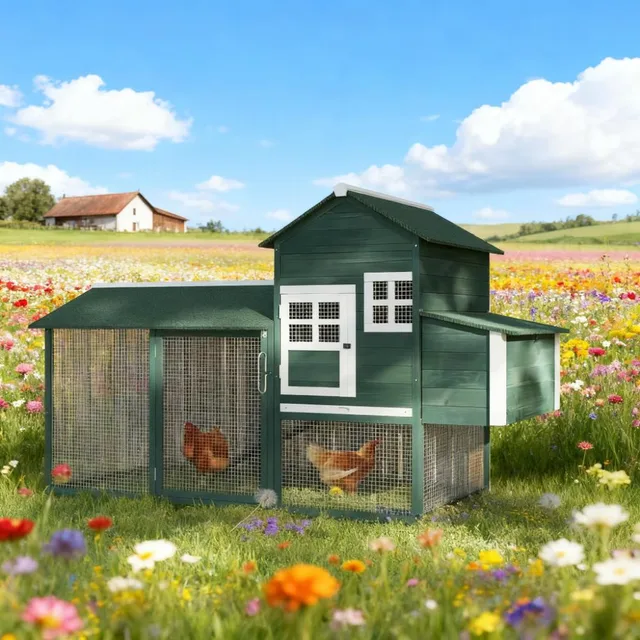 Chicken Coop green white