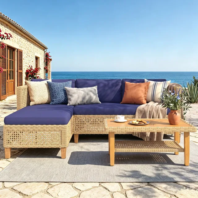 Wicker Patio blue 3.15" 350 lbs