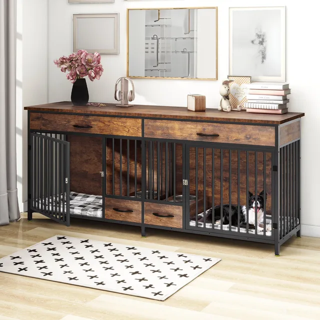 Dog Crate 91.3" heavy-duty brown