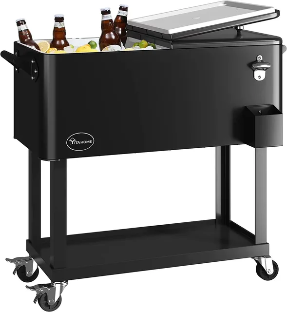 Rolling Cooler 80 quart portable black
