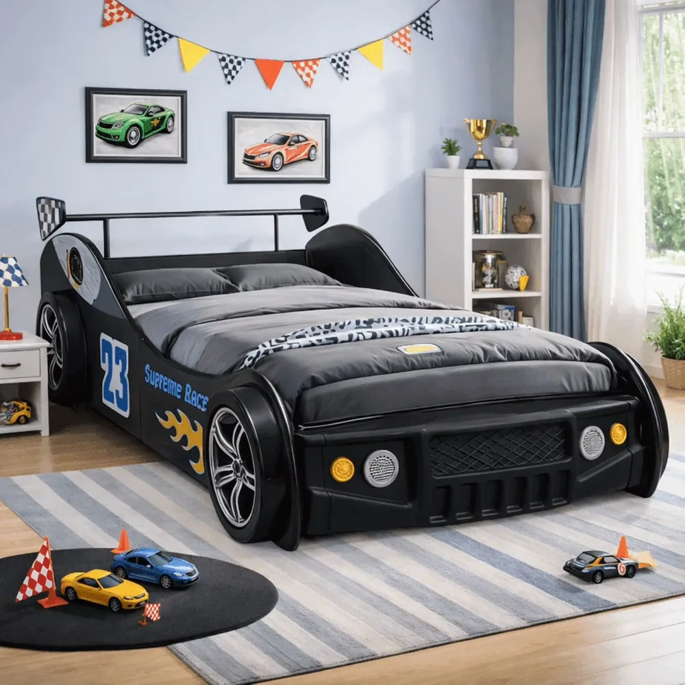 Car Bed led red black