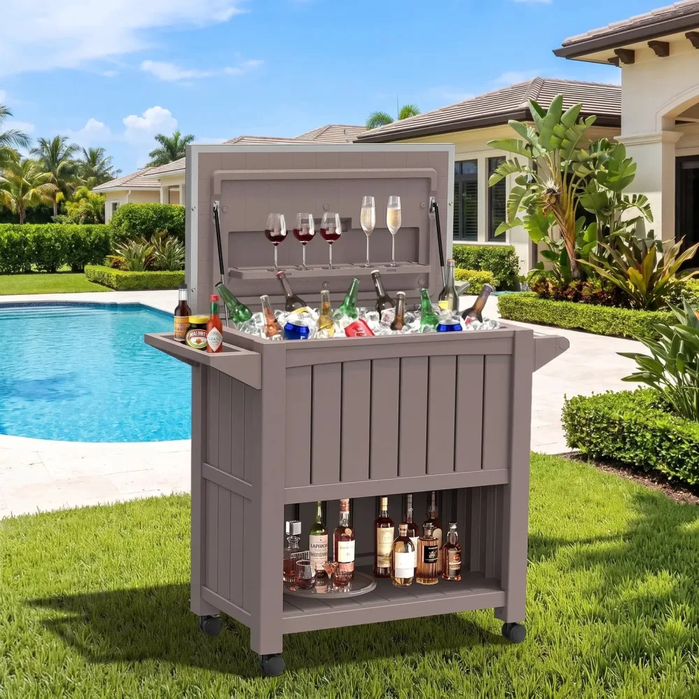 Rolling Cooler portable brown 120 quart