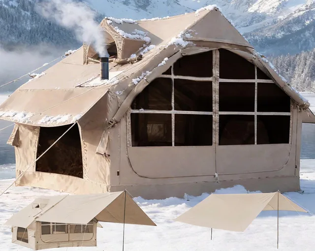 Inflatable Tents 6 persons waterproof beige