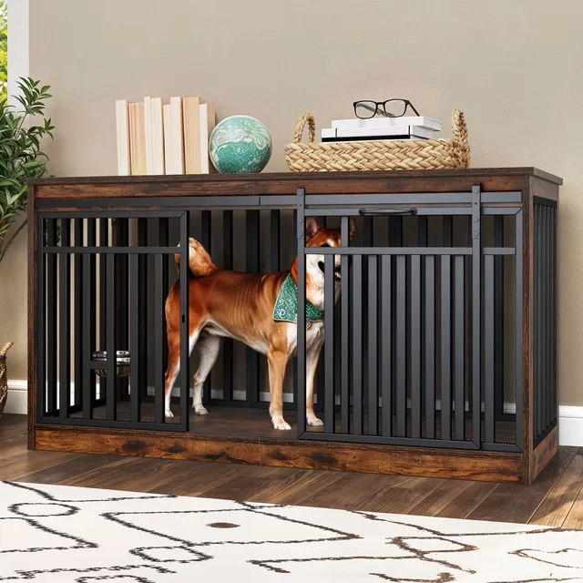 Pet Crate 55" 72.7 lb brown
