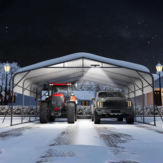 Metal Carport led portable gray