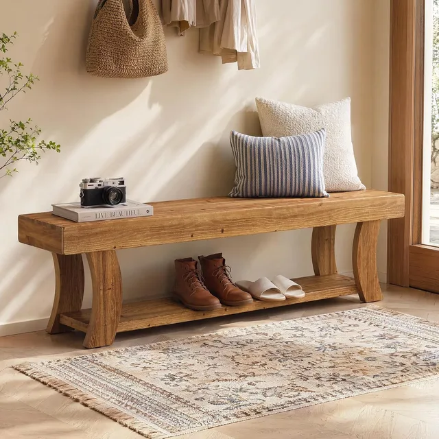 Storage Bench 63" brown heavy-duty