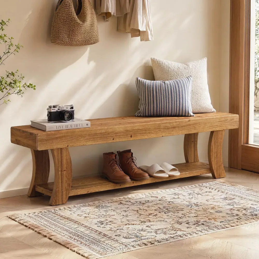 Storage Bench 63" brown heavy-duty