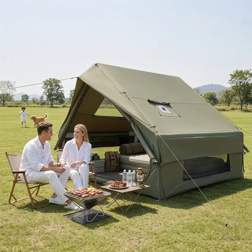 Inflatable Tent 5 people waterproof green