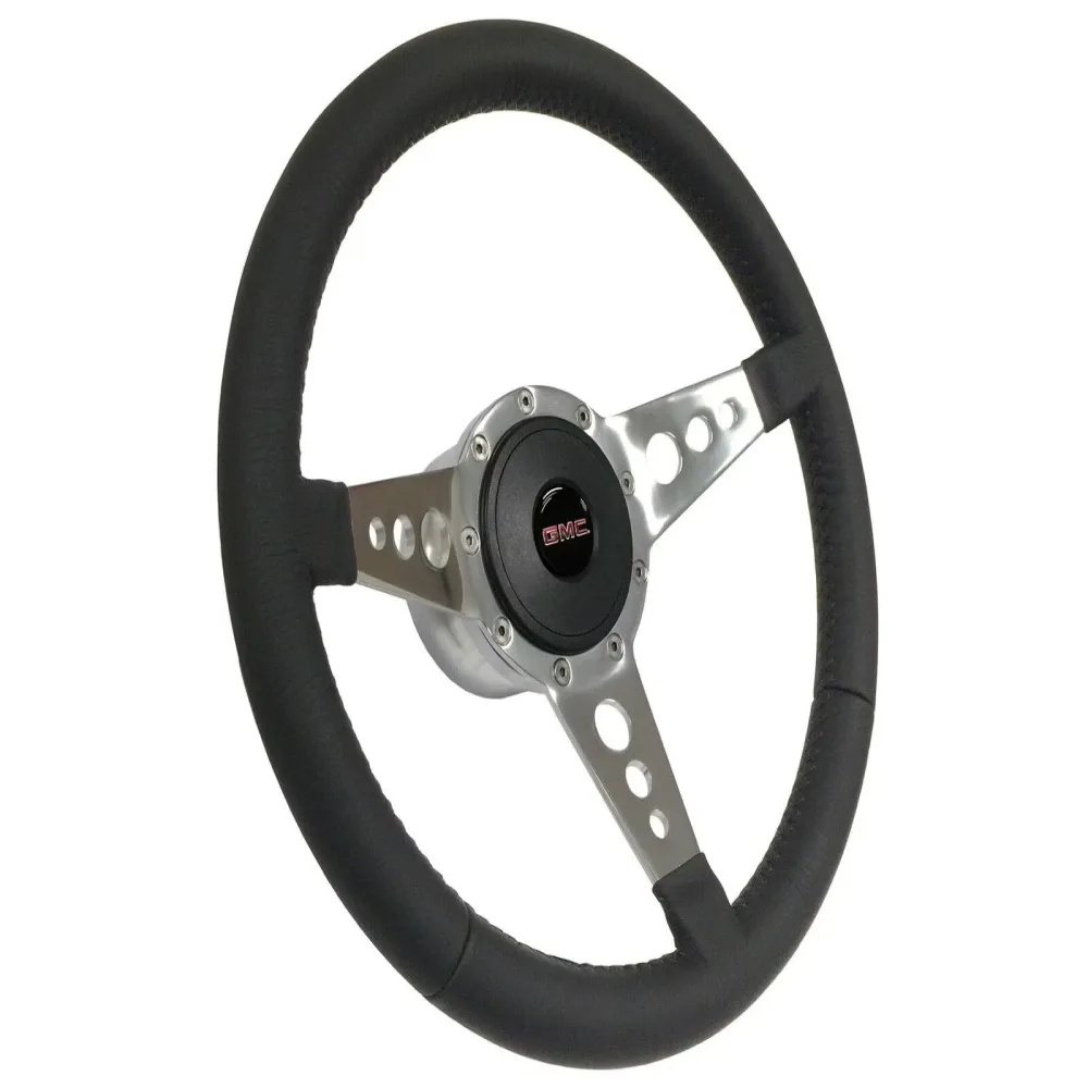 Leather Steering 14 inch 7 lb black