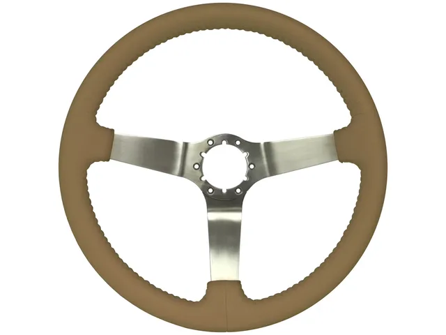 Leather Steering 14 inch 3 inch tan