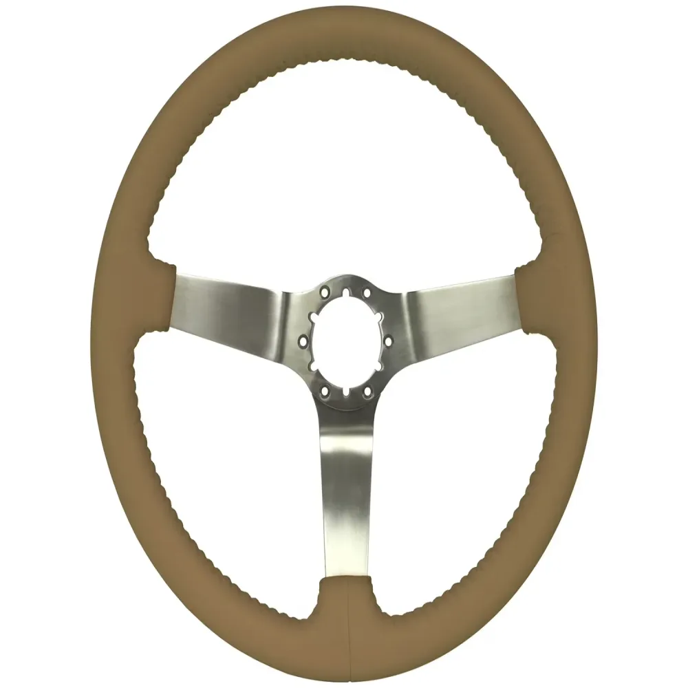 Leather Steering 14 inch 3 inch tan