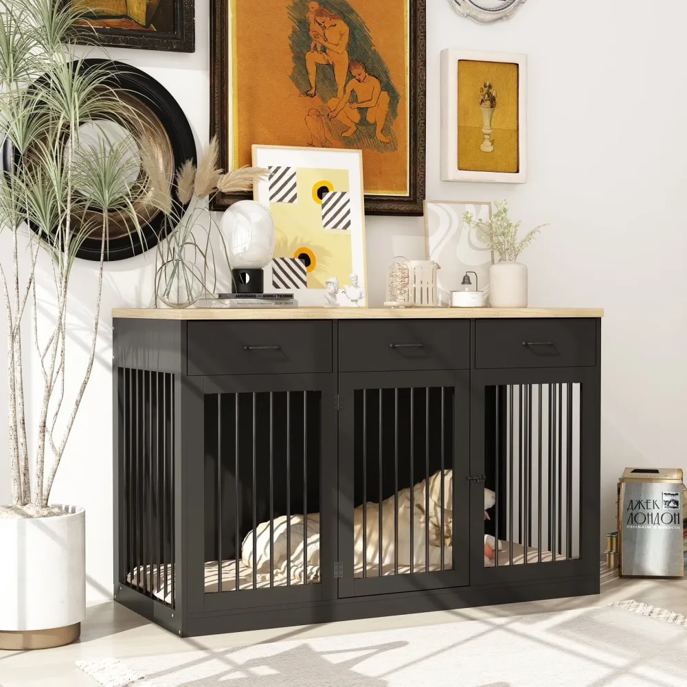 Dog Crate 55.3" black 53.9"