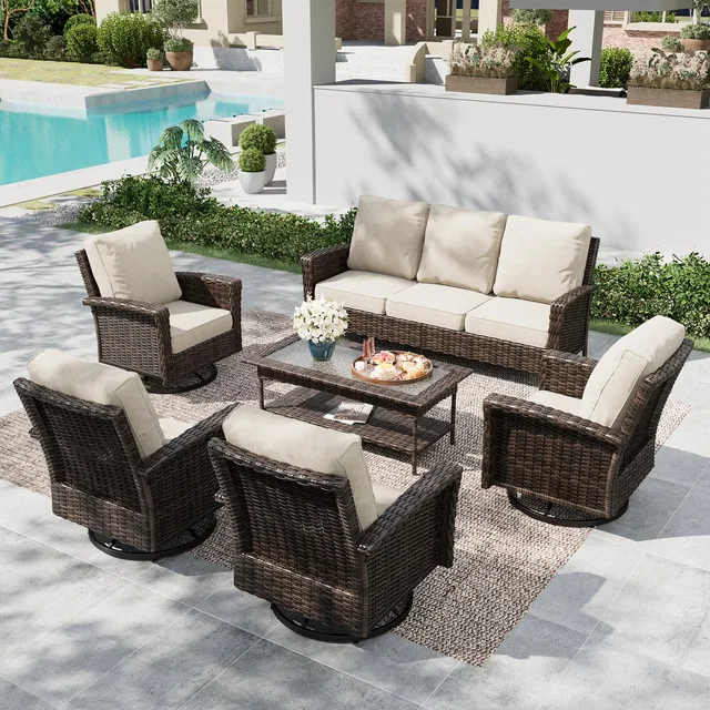 Wicker Patio blue beige 79.1"
