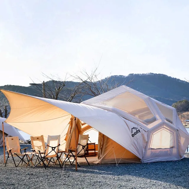 Inflatable Tent 2-4 people beige adjustable