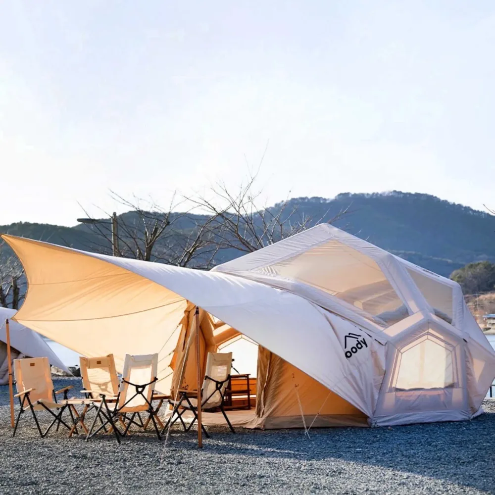 Inflatable Tent 2-4 people beige adjustable