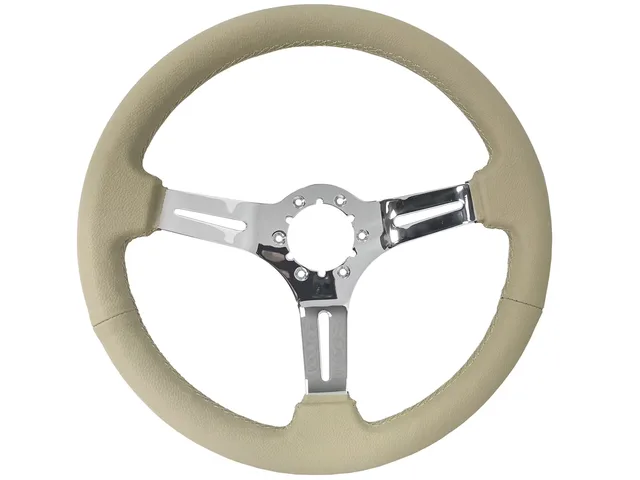 Leather Steering 14 inch 2.5 inch tan