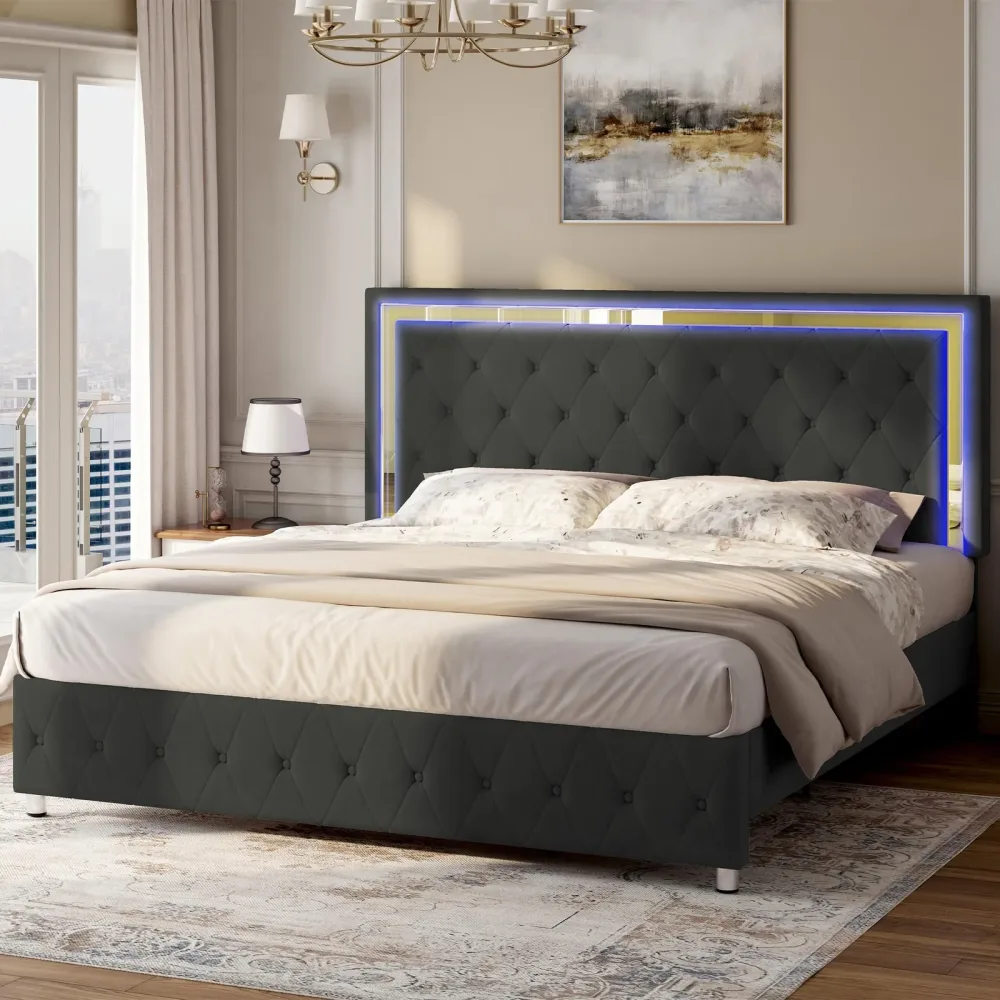 Bed Frame led white black