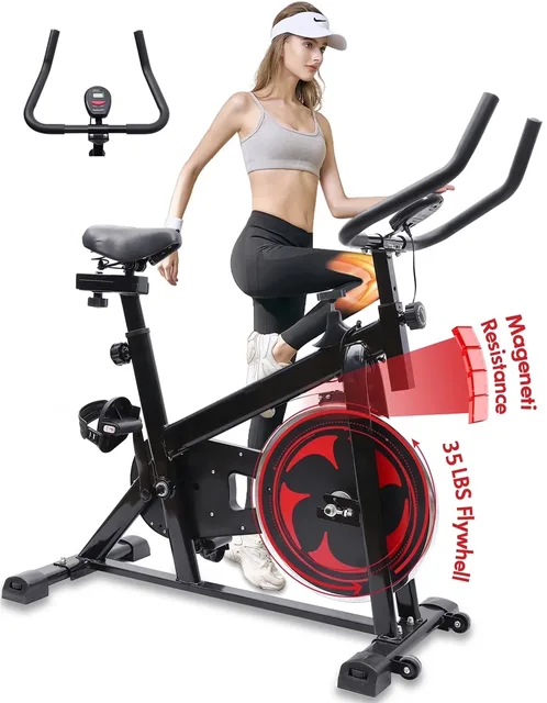 Exercise Bike 330lbs black red
