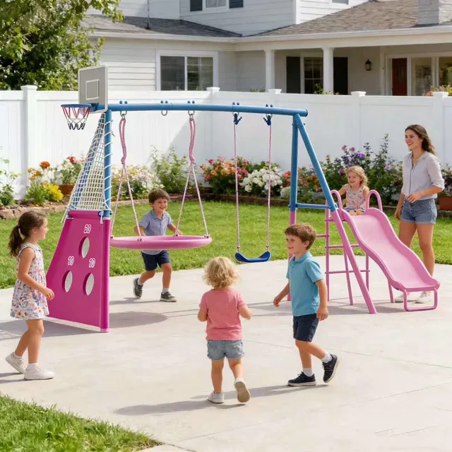 Backyard Playset 440lbs heavy-duty blue