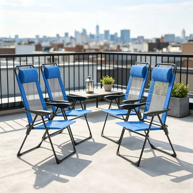 Chair 264 lbs folding blue
