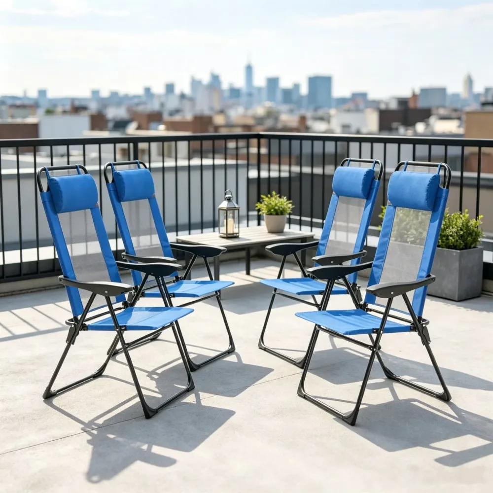 Chair 264 lbs folding blue
