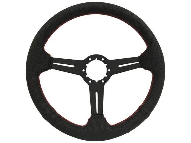 Leather Steering 14 inch 2.5 inch black