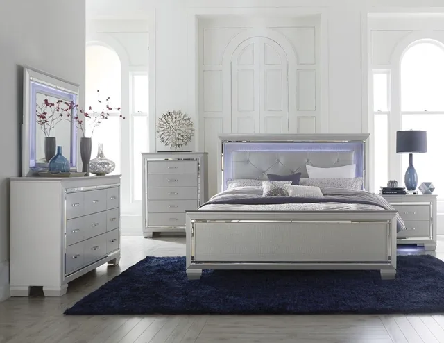 Bedroom Furniture led silver gray