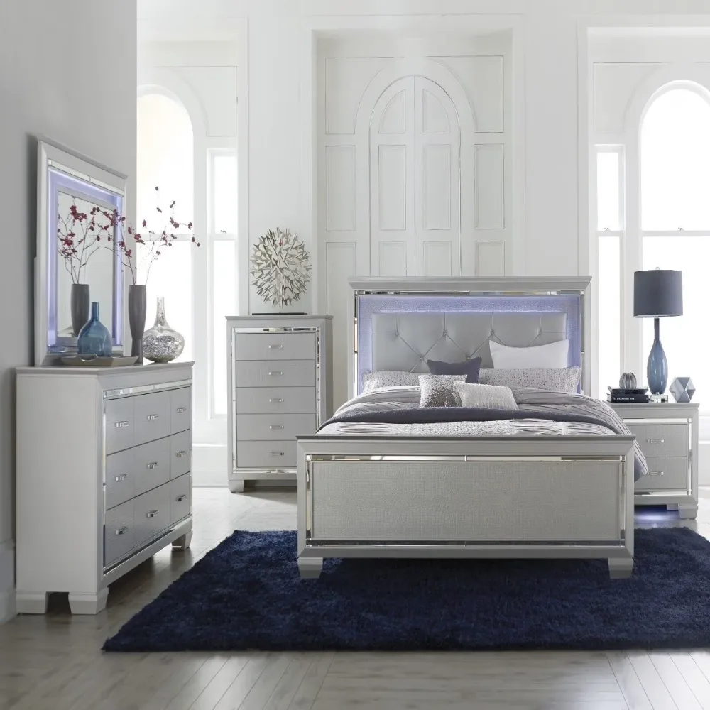 Bedroom Furniture led silver gray