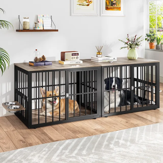 Dog Crate 88.6" heavy-duty gray