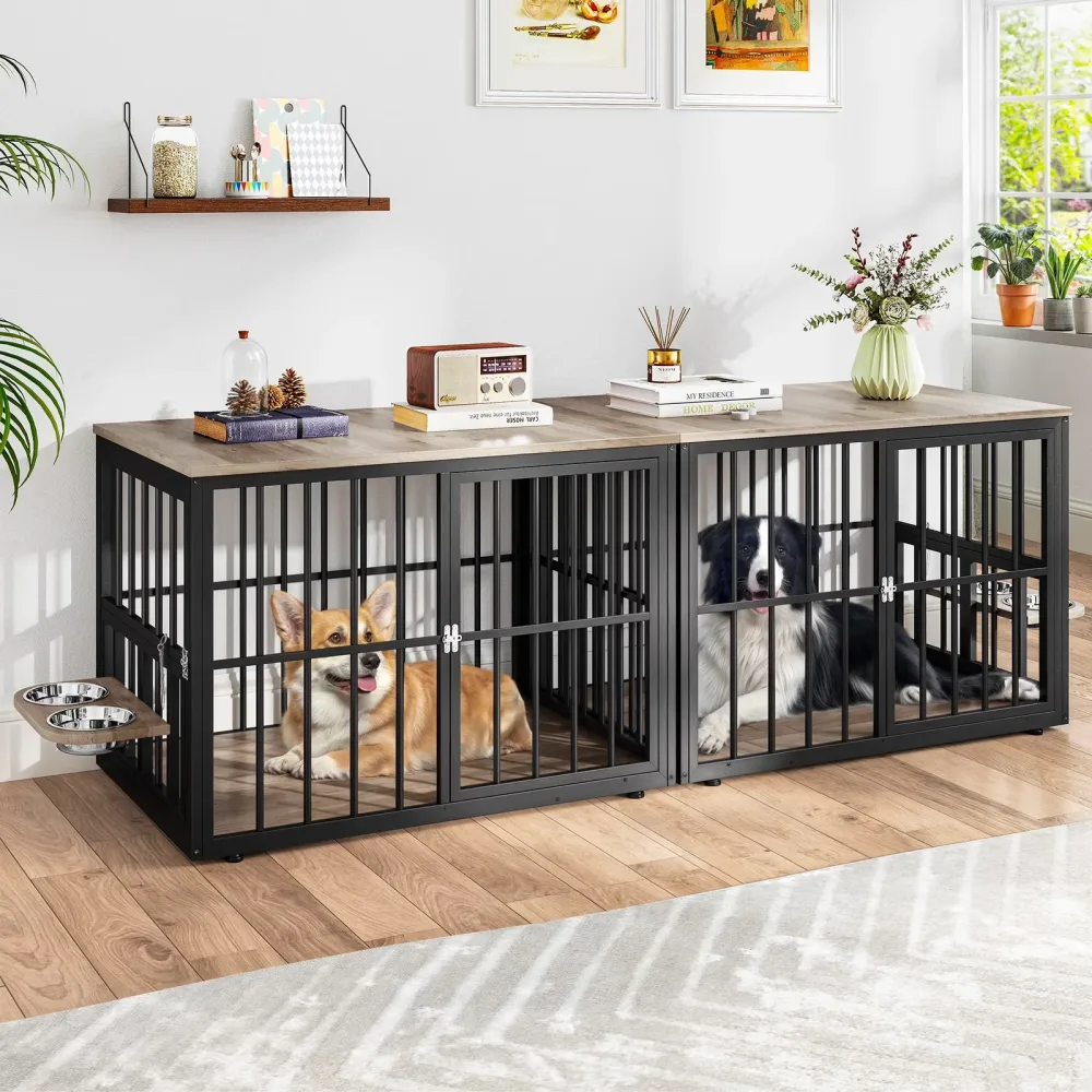 Dog Crate 88.6" heavy-duty gray