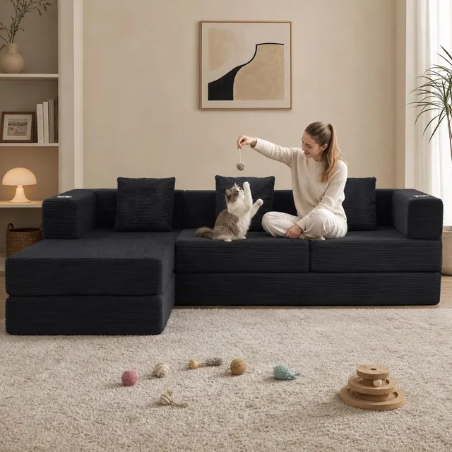 Sectional Sofa 108" black 27.5 in