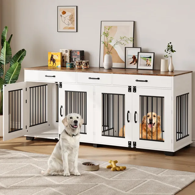 Dog Crate 71 inch brown white
