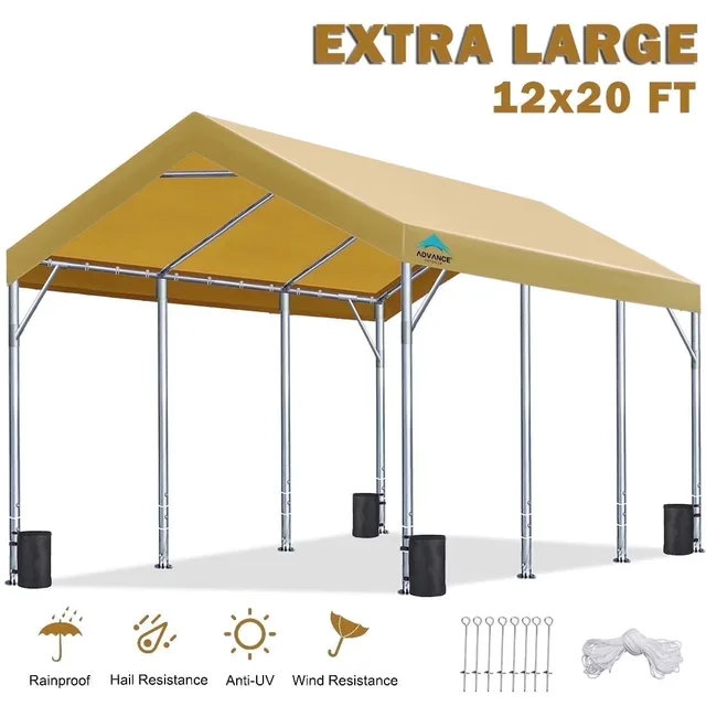 Carport silver gray beige