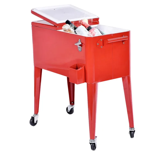 Cooler Cart 80 quart portable red