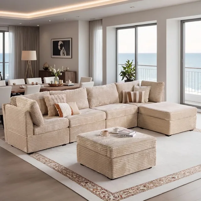 Living Room 130.7" beige 28"