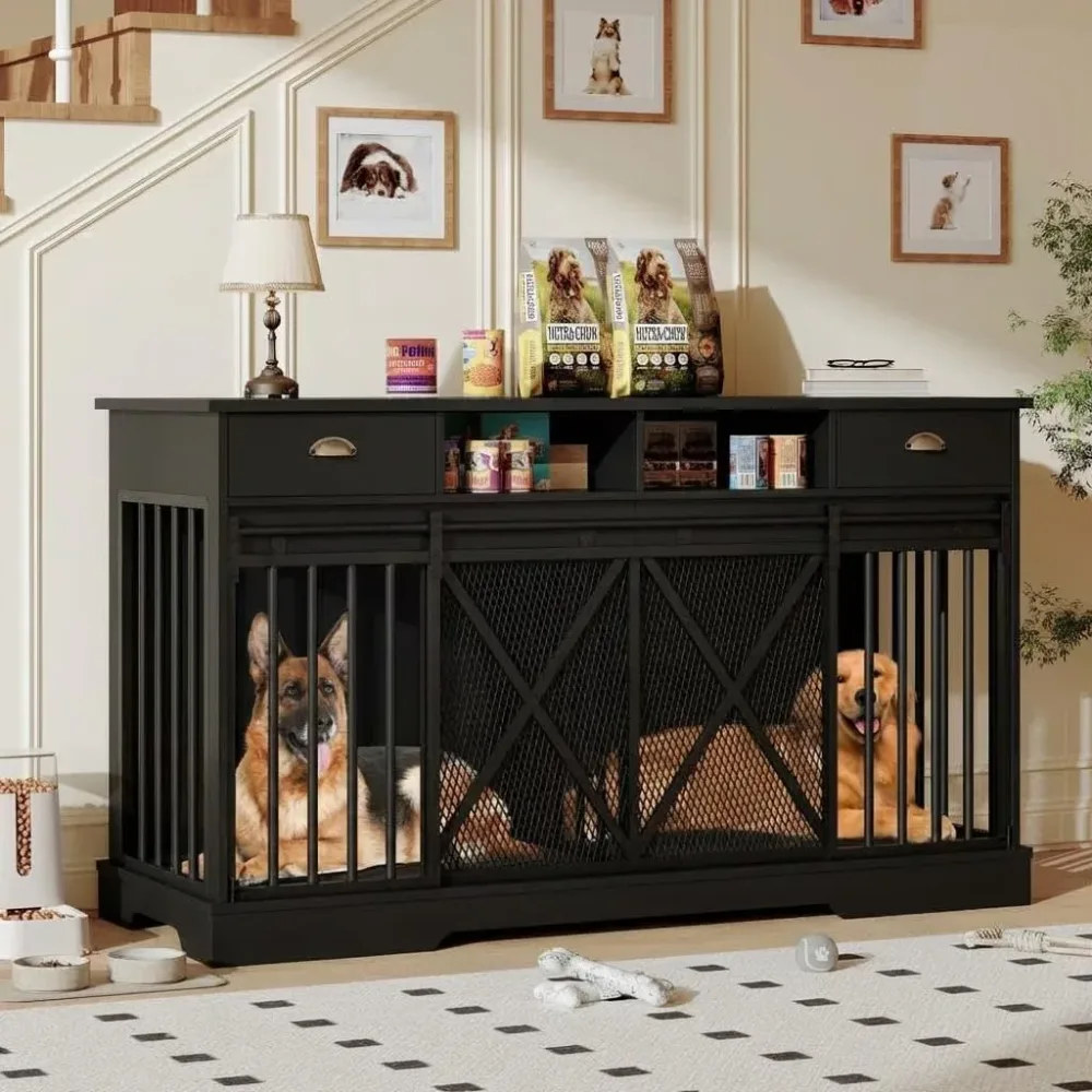 Dog Crate black 62.6" 35"
