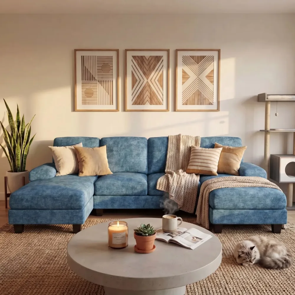 Living Room gray blue 6 people