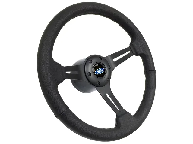 Leather Steering black blue 14"