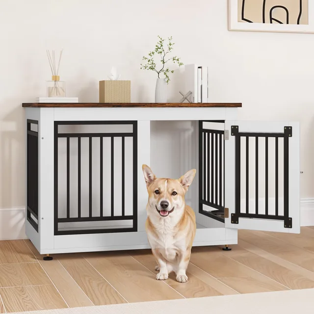 Pet Crate white black 35"