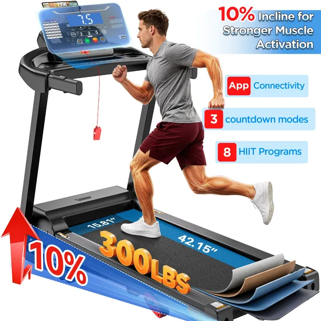 Folding Treadmill 3.5hp 300 lb