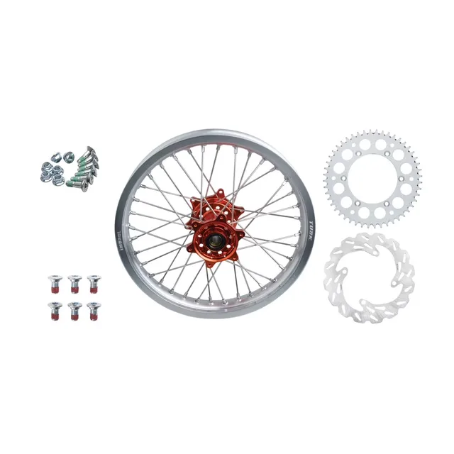 Wheel silver orange black