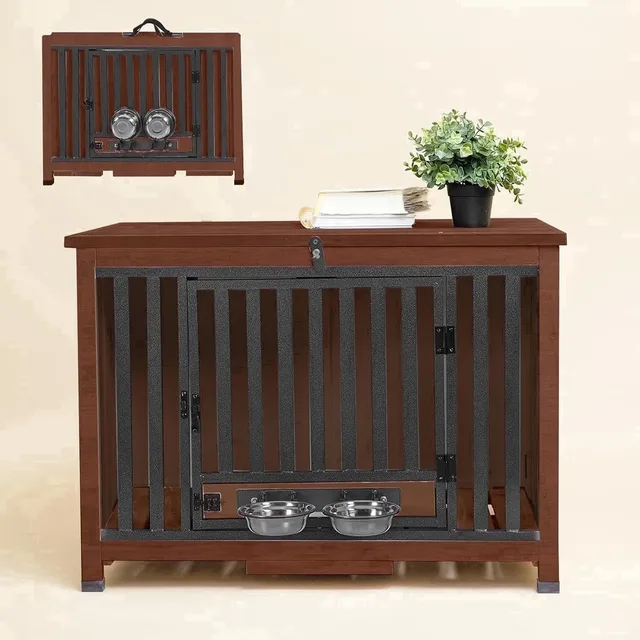 Dog Crate foldable white brown