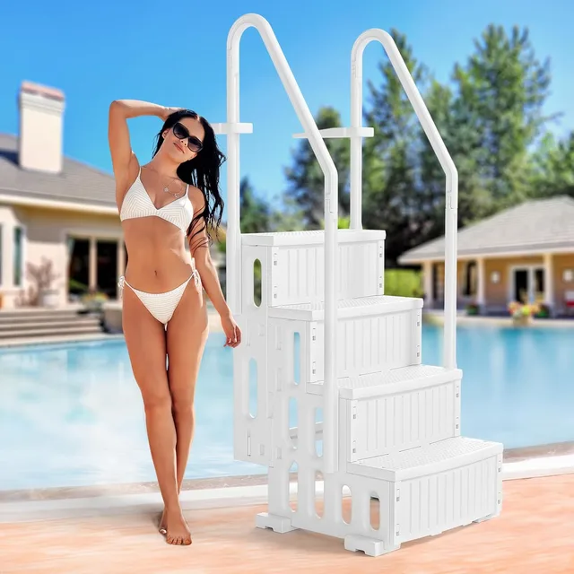 Pool Ladder heavy-duty gray white