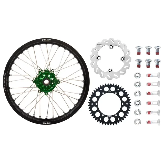 Wheel black silver green