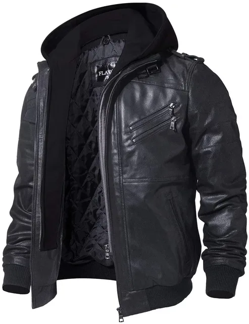 Leather Jacket brown black adjustable